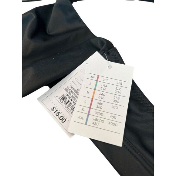 Auden Ladies Size Medium Black Satin Unlined Triangle Bralette Stretch NWT - Picture 3 of 5